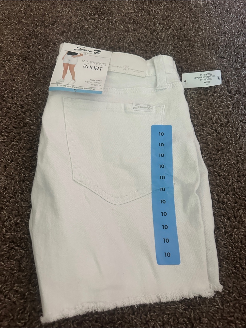Seven7 White Denim Frayed-Hem Shorts